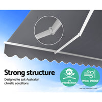 Thumbnail for Instahut Retractable Folding Arm Awning Outdoor Sun Shade 3Mx2.5M PearlGrey