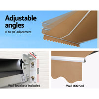 Thumbnail for Instahut Retractable Folding Arm Awning Outdoor Awning Sunshade 4Mx2.5M Beige