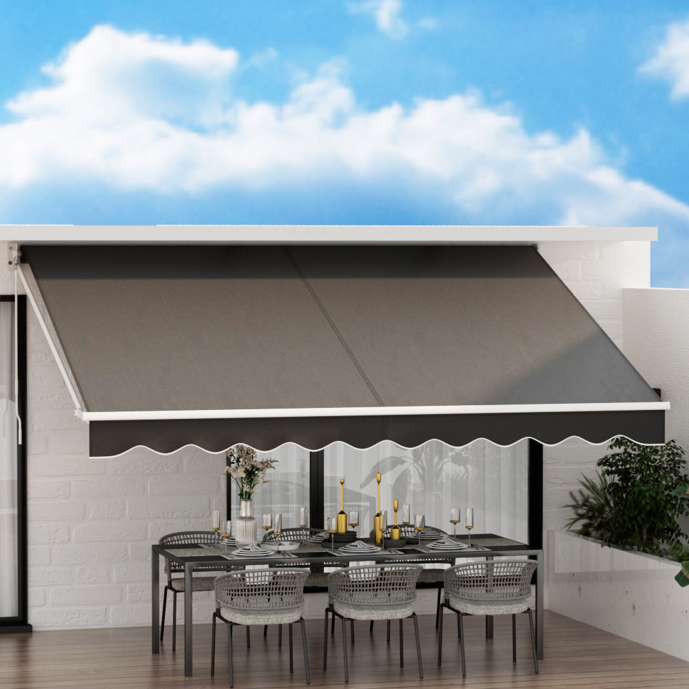 Instahut Retractable Folding Arm Awning Outdoor Awning Sunshade 4Mx2.5M Grey