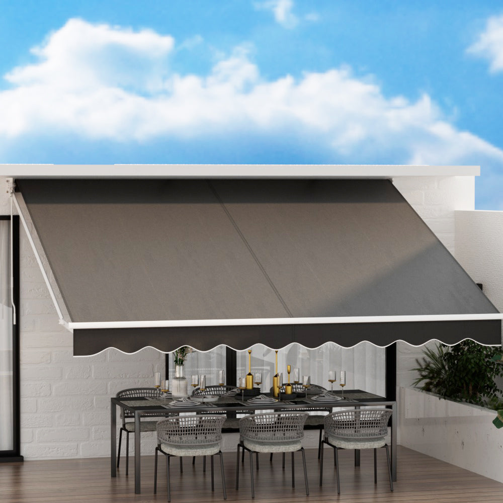 Instahut Retractable Folding Arm Awning Outdoor Awning Canopy 4Mx3M Grey