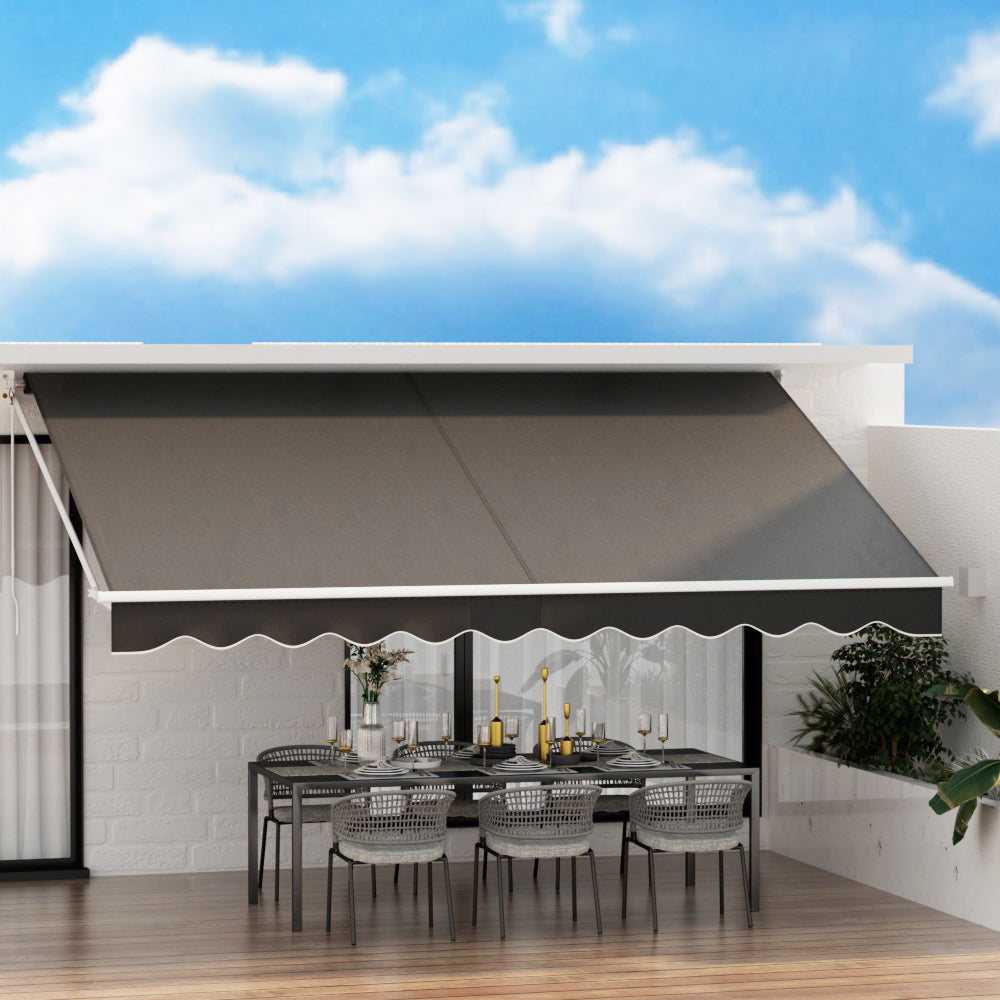 Instahut Retractable Folding Arm Awning Outdoor Awning 4.5Mx2.5M Canopy Grey