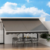 Thumbnail for Instahut Retractable Folding Arm Awning Outdoor Awning 4.5Mx3M Canopy Grey