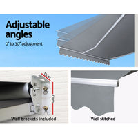 Thumbnail for Instahut Retractable Folding Arm Awning Motorised Sunshade 3X2.5M PearlGrey