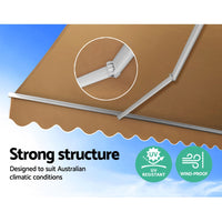 Thumbnail for Instahut Retractable Folding Arm Awning Motorised Outdoor Sunshade 4X2.5M Beige