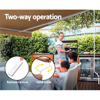 Thumbnail for Instahut Retractable Folding Arm Awning Motorised Outdoor Sunshade 4X2.5M Beige