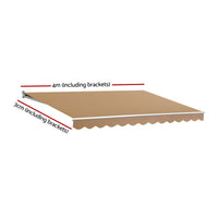 Thumbnail for Instahut Retractable Folding Arm Awning Motorised Outdoor Sunshade 4X3M Beige