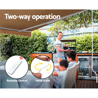 Thumbnail for Instahut Retractable Folding Arm Awning Motorised Outdoor Sunshade 4X3M Beige