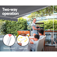 Thumbnail for Instahut Retractable Folding Arm Awning Motorised Outdoor Sunshade4X3M PearlGrey