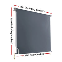 Thumbnail for Instahut Outdoor Blind Privacy Screen Roll Down Awning Canopy Window 1.5X2.5M