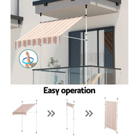 Thumbnail for Instahut Retractable Pivot Arm Awning Outdoor Blinds Window Door Canopy 200cm