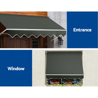 Thumbnail for Instahut Window Fixed Pivot Arm Awning Outdoor Blinds Retractable Canopy1.8X2.1M