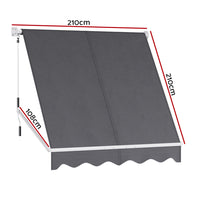 Thumbnail for Instahut Retractable Fixed Pivot Arm Window Awning Outdoor Blinds 2.1X2.1M Grey