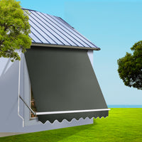 Thumbnail for Instahut Window Fixed Pivot Arm Awning Outdoor Blinds Retractable Patio 2.4X2.1M