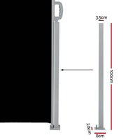 Thumbnail for Instahut Side Awning Outdoor Blinds Sun Shade Retractable Screen 2X6M BK