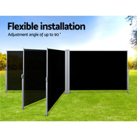 Thumbnail for Instahut Side Awning Outdoor Blinds Sun Shade Retractable Screen 2X6M BK