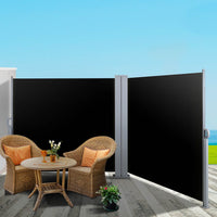 Thumbnail for Instahut Side Awning Outdoor Blinds Sun Shade Retractable Screen 2X6M BK