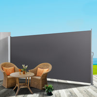 Thumbnail for Instahut Side Awning Sun Shade Outdoor Blinds Retractable Screen 1.4X3M GR