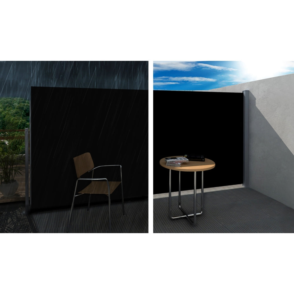 Instahut Side Awning Sun Shade Outdoor Retractable Privacy Screen 2X3M Black