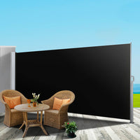 Thumbnail for Instahut Side Awning Outdoor Blinds Retractable Privacy Screen 2X3M Black 2pcs