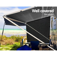 Thumbnail for Black Caravan Privacy Screen 1.95 x 2.2M End Wall or Side Sun Shade Roll Out