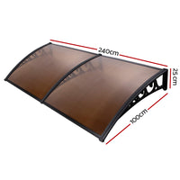 Thumbnail for Instahut Window Door Awning Outdoor Canopy SunShield Patio 1mx2.4m DIY Brown