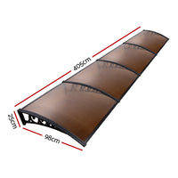 Thumbnail for Instahut Window Door Awning Door Canopy Patio UV Sun Shield BROWN 1mx4m DIY