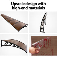 Thumbnail for Instahut Window Door Awning Door Canopy Patio UV Sun Shield BROWN 1mx6m DIY