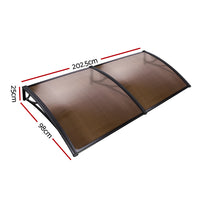 Thumbnail for Instahut Window Door Awning Door Canopy Patio UV Sun Shield BROWN 1mx2m DIY