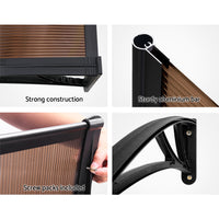 Thumbnail for Instahut Window Door Awning Door Canopy Patio UV Sun Shield BROWN 1mx2m DIY