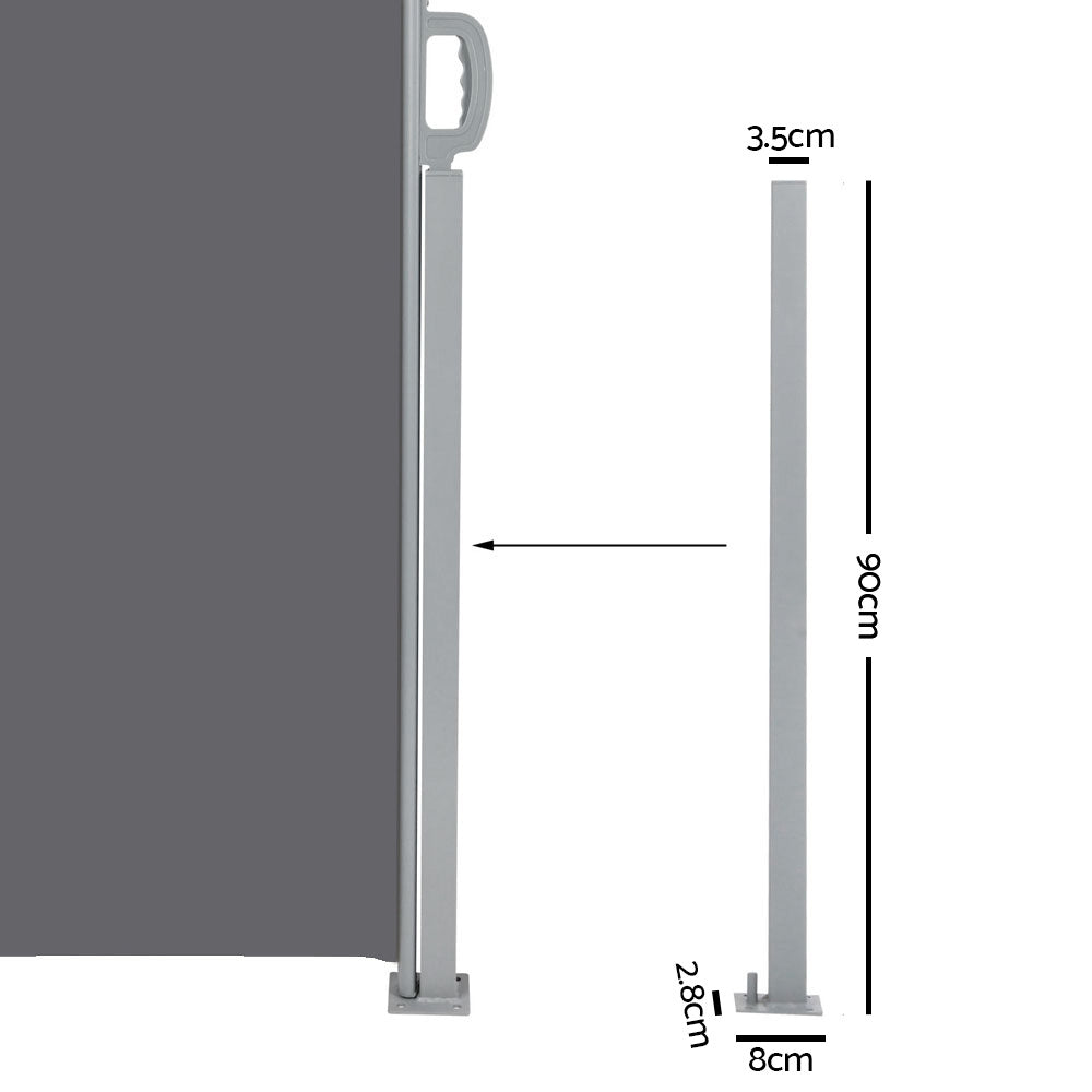 Instahut 1.8X6M Retractable Side Awning Garden Patio Shade Screen Panel Grey