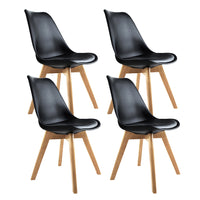 Thumbnail for Artiss Set of 4 Padded Dining Chair - Black