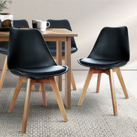 Thumbnail for Artiss Set of 4 Padded Dining Chair - Black