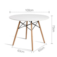 Thumbnail for Artiss Dining Table 4 Seater Round Replica DSW Eiffel Kitchen Timber White