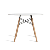 Thumbnail for Artiss Dining Table 4 Seater Round Replica DSW Eiffel Kitchen Timber White