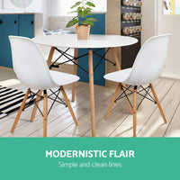 Thumbnail for Artiss Dining Table 4 Seater Round Replica DSW Eiffel Kitchen Timber White