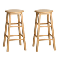 Thumbnail for Artiss Set of 2 Beech Wood Backless Bar Stools - Natural