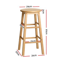 Thumbnail for Artiss Set of 2 Beech Wood Backless Bar Stools - Natural