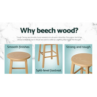 Thumbnail for Artiss Set of 2 Beech Wood Backless Bar Stools - Natural