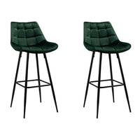 Thumbnail for Artiss Set of 2 Velvet Bar Stools - Green