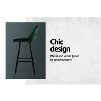 Thumbnail for Artiss Set of 2 Velvet Bar Stools - Green