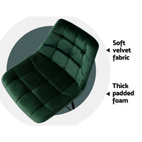 Thumbnail for Artiss Set of 2 Velvet Bar Stools - Green