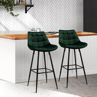 Thumbnail for Artiss Set of 2 Velvet Bar Stools - Green