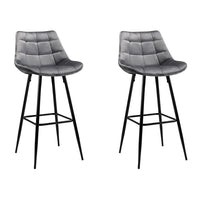 Thumbnail for Artiss Set of 2 Velvet Bar Stools - Grey