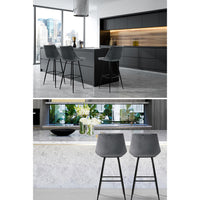 Thumbnail for Artiss Set of 2 Velvet Bar Stools - Grey