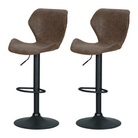 Thumbnail for Artiss Set of 2 Bar Stools Kitchen Stool Chairs Metal Barstool Swivel Brown Frawley