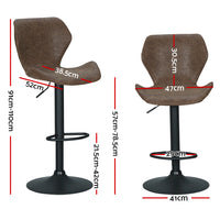 Thumbnail for Artiss Set of 2 Bar Stools Kitchen Stool Chairs Metal Barstool Swivel Brown Frawley