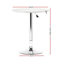 Thumbnail for Artiss Bar Table Kitchen Tables Swivel Round Metal White