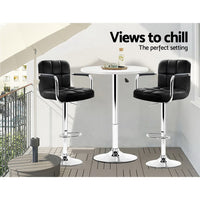 Thumbnail for Artiss Bar Table Kitchen Tables Swivel Round Metal White