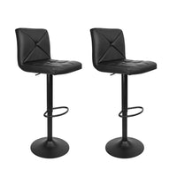 Thumbnail for Artiss Set of 2 PU Leather Gas Lift Bar Stools - Black