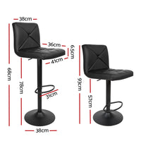 Thumbnail for Artiss Set of 2 PU Leather Gas Lift Bar Stools - Black